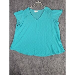 NWT Tempted Los Angeles Womens 3XL Babydoll Top Aqua Spotted Fairy‎ Cottagecore